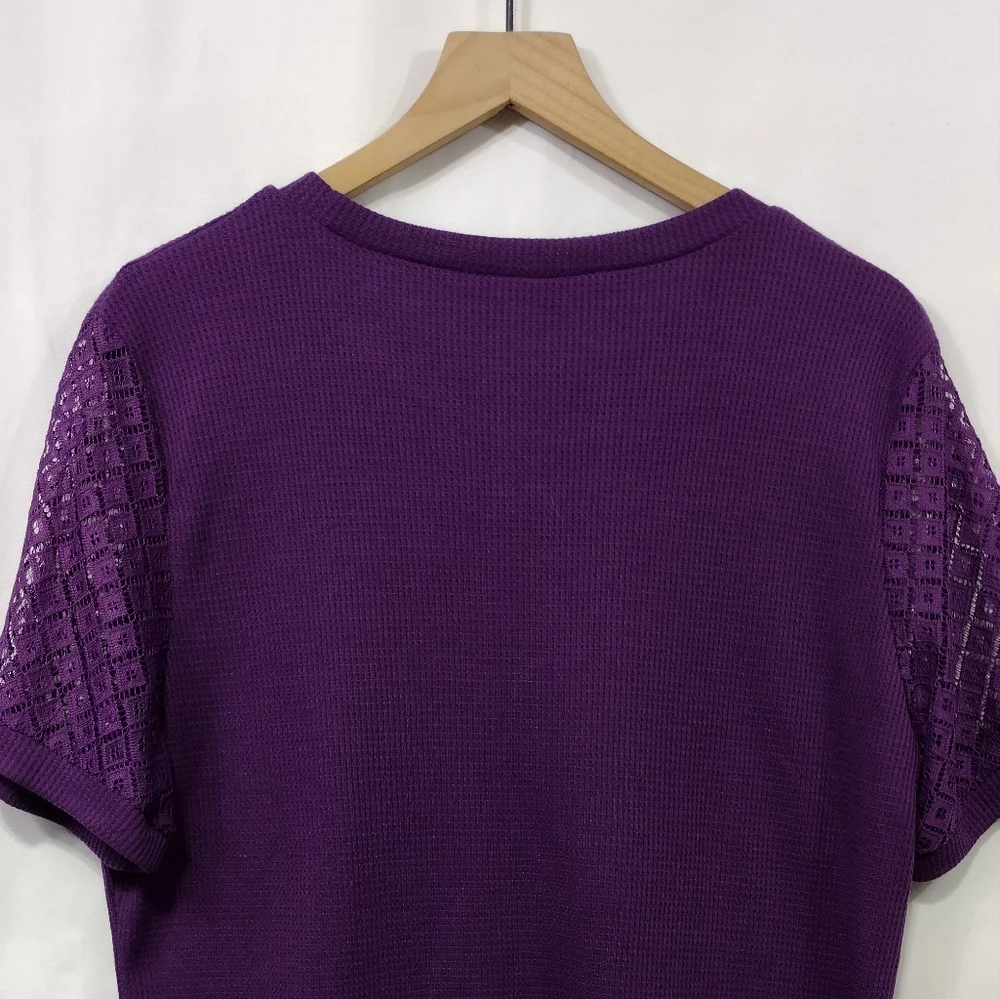 NWT Blooming Jelly Lace Sleeve Top Women's XL Purple Retro Boho Y2K Fairy - Picture 6 of 7